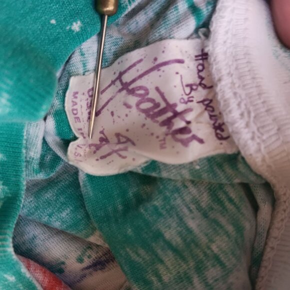 Large Vintage T-shirt Elephant Graphic Hand Painted Heather 1OF1 80's USA - Picture 8 of 9